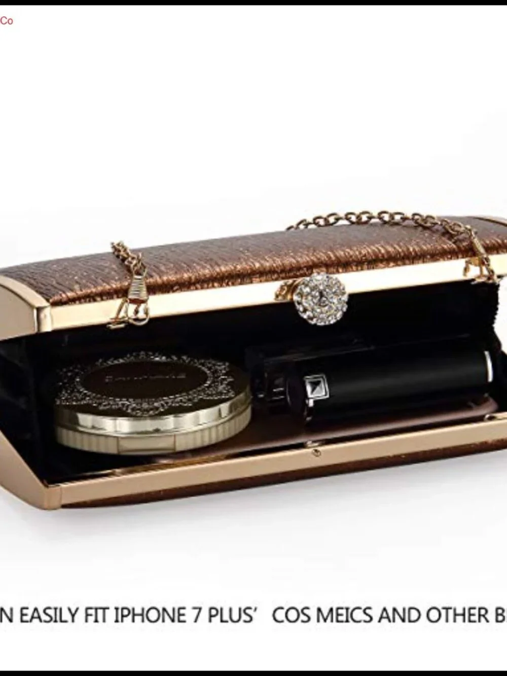 PU Leather Clutch with Metal Frame Evening Bag for Wedding Prom Party